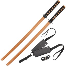 Armory Replicas JAPANESE Natural BOKKEN TRAINING SAMURAI WOODEN SWORD MARTIAL ARTS IAIDO PRACTIC - Natural Bokken  Double Shoulder Strap