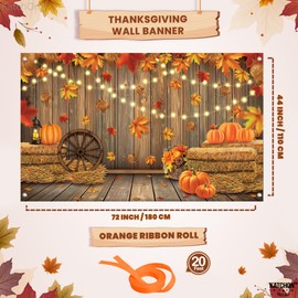 KatchOn, Happy Thanksgiving Banner - XtraLarge, 72x44 Inch | Happy Thanksgiving Backdrop for Thanksgiving Banner Decorations | Thanksgiving Banner Backdrop, Thanksgiving Wall Banner | Fall Decorations