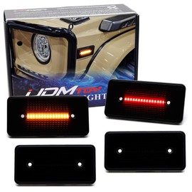 iJDMTOY Black-Out Smoked Lens Amber Front & Red Rear Full LED Strip Side Marker Light Kit Compatible With 2002-14 Mercedes W463 G-Class G500 G550 G55 G63 G65 AMG