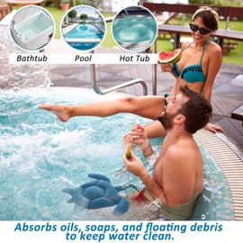 Sibosen Hot Tub Scum Absorber with 4 Sponge Balls, 2025 Upgrade Reusable Scum Turtle Hot Tub Absorber Accessories Hot Tub Sponge for Spa & Pool Cleaner, Hot Tub Oil Absorbing Keeps Water Clean