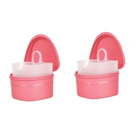 TOVINANNA Retainer 2pcs Box False Container Storage Container Bath Dentures Fake Tooth Cleaning Tablets Fake Red