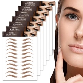 7 Sheets/77 Pairs 4D Hair-Like Eyebrow Tattoo Stickers,Stick on Eyebrows,Tattoo Eyebrow Sticker，Waterproof Natural Fake Eyebrow Sticker,Long Lasting Eyebrow Grooming Shaping Perfect for Women (Brown)