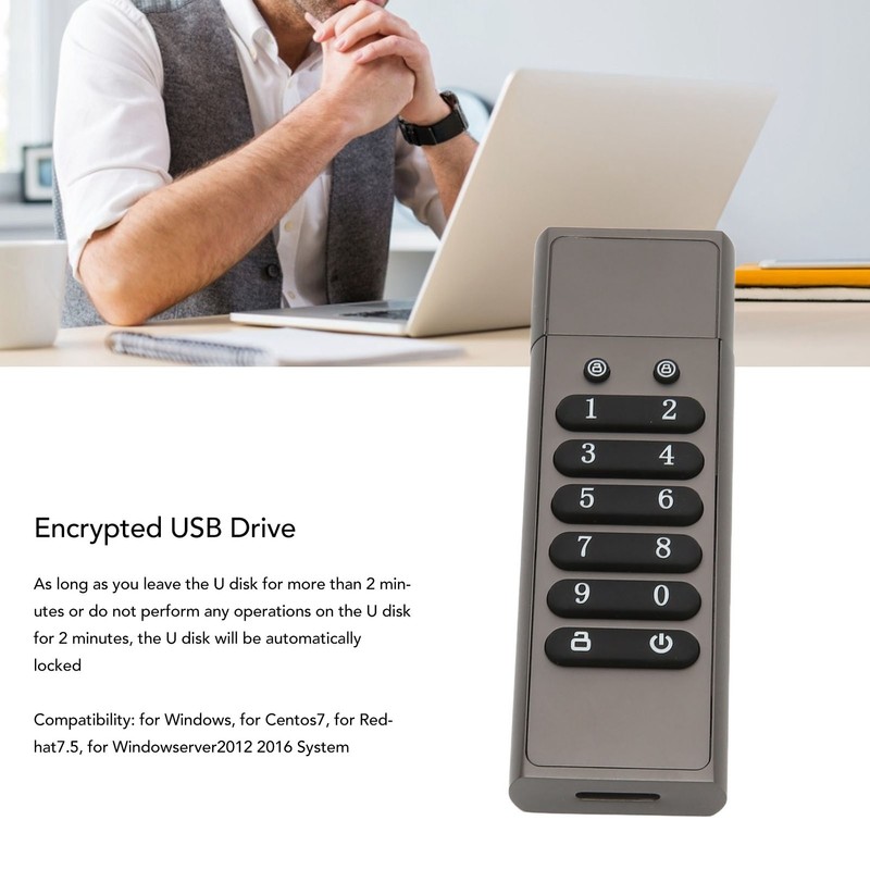 Encrypted USB Drive Secure Encrypted Button USB3.1 100MByet/s High Speed