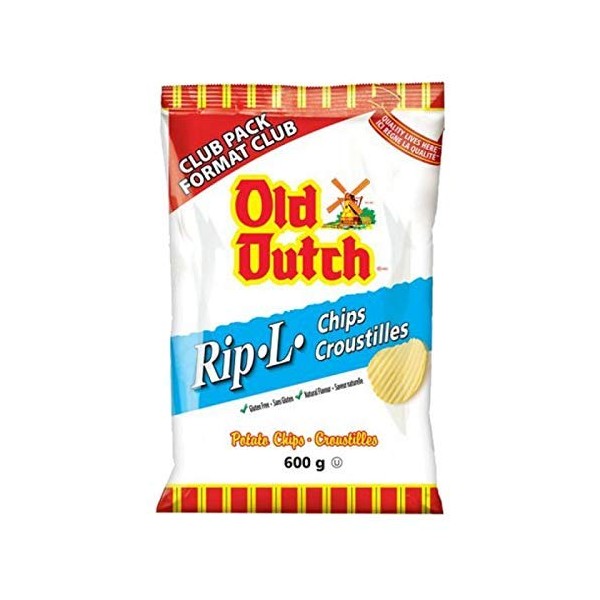 Old Dutch Rip-L Original Gluten Free Chips, 600g/21.2 oz.,Club Pack Bag {Imported from Canada}