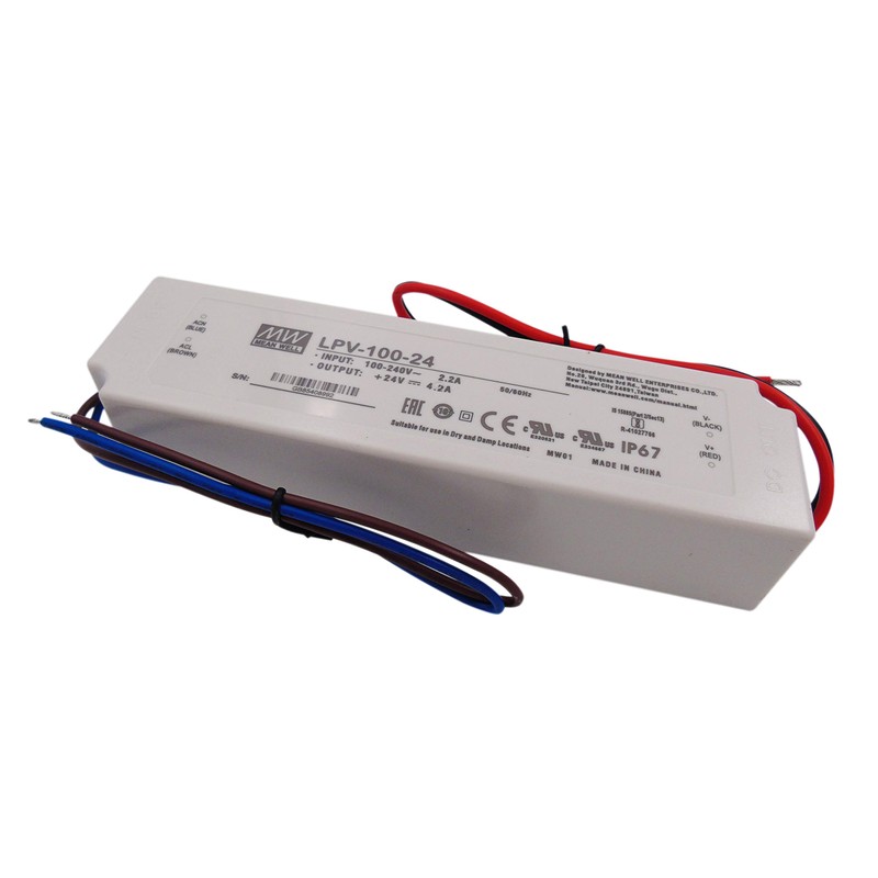 MEAN WELL LPV-100-24 LED Transformer 24V/4.2A/100W IP67 Constant Voltage