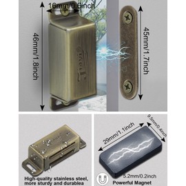 Cabinet Magnetic Catch Jiayi 12 Pack Magnetic Closures for Cabinet Door Magnetic Cabinet Catch RV Drawer Latches and Catches Bronze Magnetic Latch for Kitchen Closet Cupboard Closer