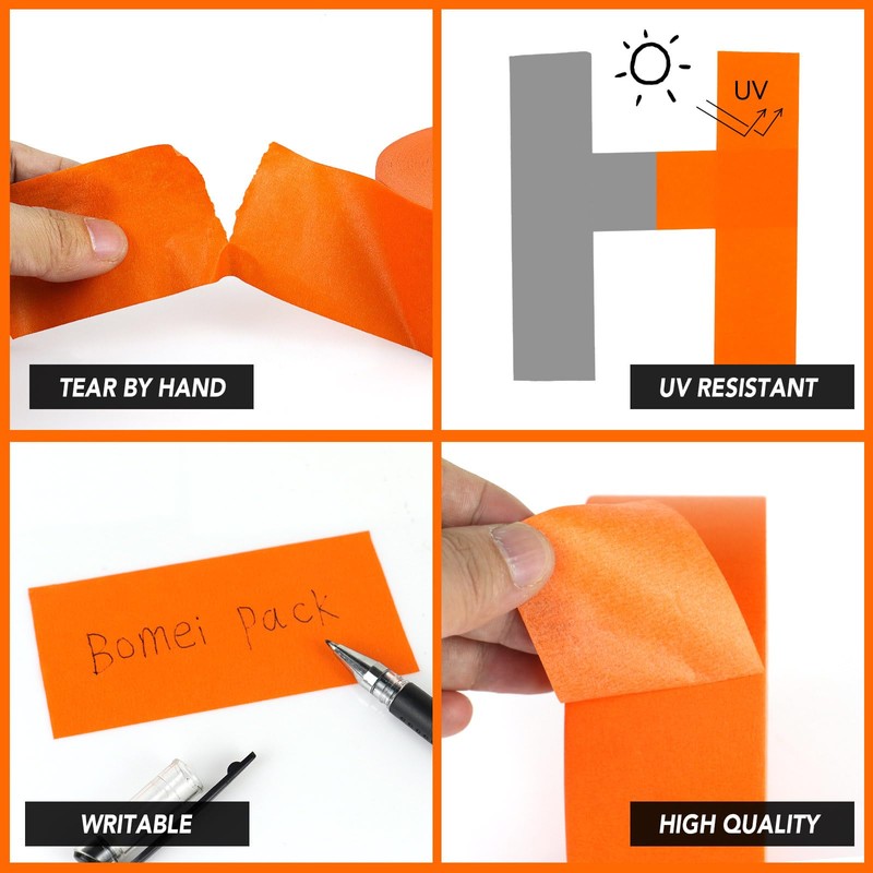 BOMEI PACK 10 Pack Orange Painters Tape, 2" x 30yds,