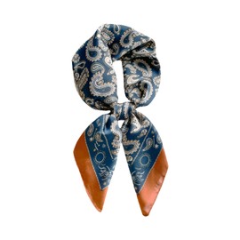 Square Scarf for Men Silk Feel Neck Scarf Satin Bandana Neckerchief Lightweight Head Scarves Fashion Gifts for Men Formal Casual Business(Blue Orange)