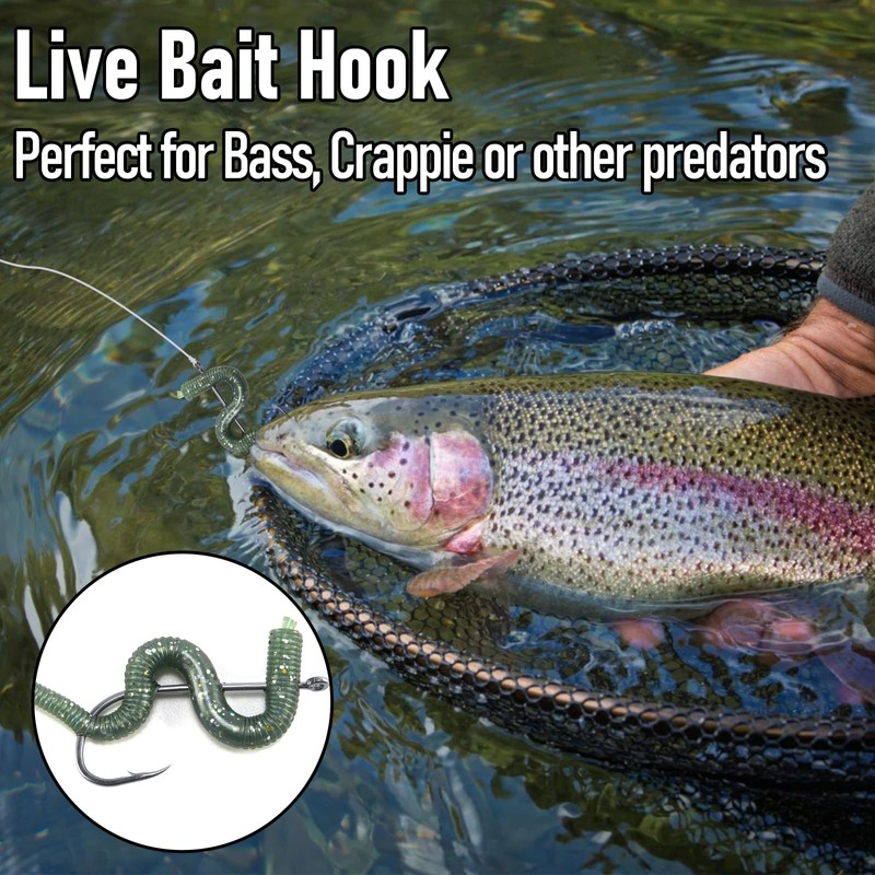 Dr.Fish 100 Pack Baitholder Fishing Hooks Octopus Circle Hooks Live