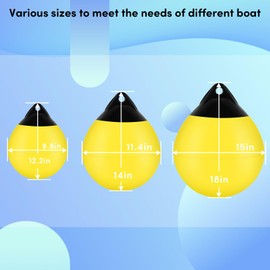 Boat Mooring Buoy 10",Round Boat Fenders Ball Boat Buoy Ball,Inflatable Boat Fenders Dock Bumper Ball Anchor Buoy Suitable for Yachts Marinas Sailboats Ski Boats(Yellow)