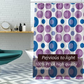 TOBYWEN Shower Curtain Liner, Purple Blue Eyes PEVA Shower Curtain with Rustproof Metal Grommet and 3 Magnetic Weights Odor Free Shower Liner 72 x 72 inch