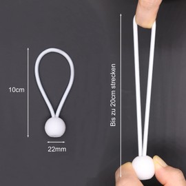 LOOGI Bungee Bands with Ball Pack of 50, Tarpaulin Tensioners with Ball 10 cm, Rubber Tensioner, Tent Elastics Expander Loops, Rubber Loops for Tarpaulins, Tent Banner