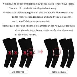 2XK-NOV 2 Pairs Unisize High-Quality Non-Slip Compression Arm Warmers for Men and Women, UPF50+, Gaming Arm Sleeves, Volleyball Arm Protectors, Logo black and black