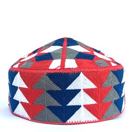 Kufi Men's Unisex Skull Cap Colorful Women's Design Solid Hat with Hand Embroidered Kufi Caps Knitted Beanie Summer Headwear (Red, 61)