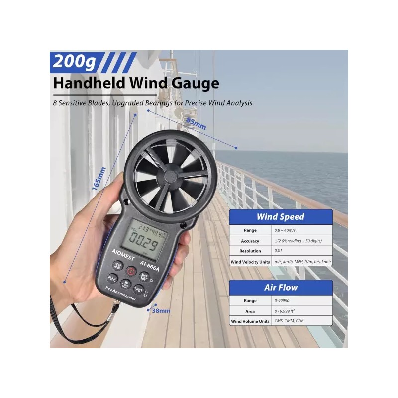 AIOMEST HVAC CFM 풍속계 풍속/기류 속도를 측정하는 AIOMEST 휴대용 기류계