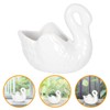 Yardwe Lovely Swan Ceramic Flowerpot with Drain Hole, White Porcelain