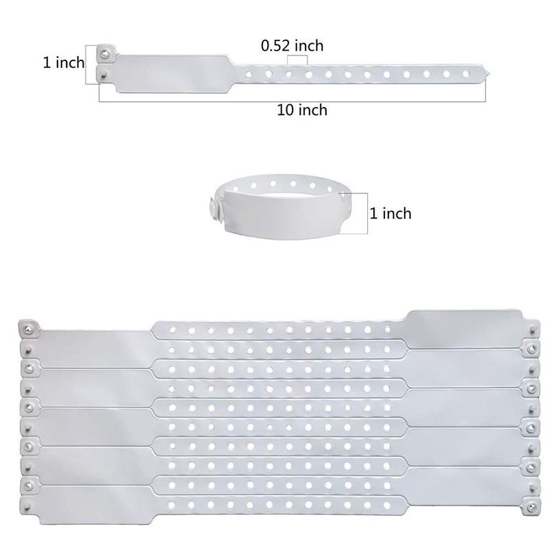 Wristall 100 Pack White Hospital Wristbands Vinyl Patient Id Bands