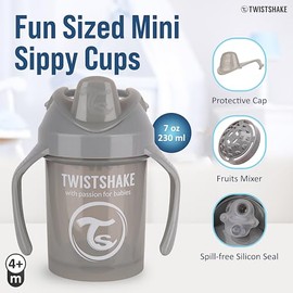 Twistshake Mini Cup Vaso Entrenador Bebe 230 ml | Vaso Antiderrame con Boquilla Blanda y Mezclador de Frutas | Hecho de Polipropileno y Libre de BPA |