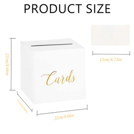 TNSOYCA Wedding Card Box, With 10 White Card,For Wedding Birthday Baby Shower Retiirement Graduation Party Guest Box for Reception Decoration(White)