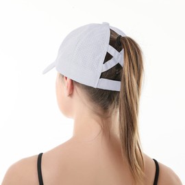 Women's Baseball Cap Summer Mesh Ponytail Cap Baseball Cap Quick Drying Breathable Lightweight Sun Protection Cap Adjustable Baseball Cap Women's Leisure Cap, UG# White