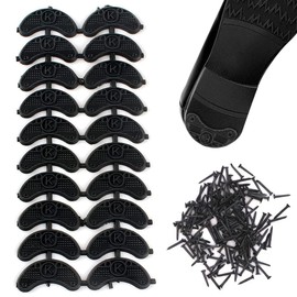 Heel Plates Shoe Heel Taps Tips Sole Heel Repair Pad Replacement with Nails, 10 Pairs, Black