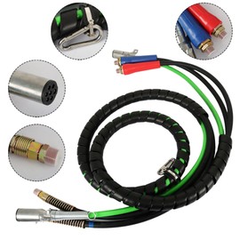GENRICS 12FT 3 in 1 ABS & Power Airlines Hose Wrap Kit 7 Way Electrical Cable Replacement for Semi Truck Tractor Trailer with 2X Glad Hands, 1 Tender Spring, 2 Air Line Clamp, 4X Rubber Seals