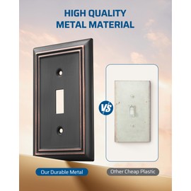 DEWENWILS Single Toggle Wall Plates, Aged Bronze Metal Light Switch Cover Plates, 4.92" x 3.14" Outlet Wall Plates, Switch Plate Covers for Home Decor, 2 Pack