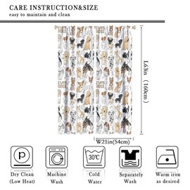 GoDazzling Dog Blackout Windows Curtains, I Love Dogs Window Curtains Pug Corgi Shiba Puppy Window Drapes for Kids Boys Girls Cute Animals Cartoon, for Living Room Decor 42x63in 2 Panels