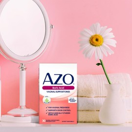 AZO® Boric Acid Vaginal Suppositories, Helps Support Odor Control and Intimate Health with Clinically Studied Boric Acid, Non-GMO, 30 Count