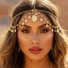 Aukmla Boho Head Chain Shell Headpiece Layered Rhinestone Forehead Headband