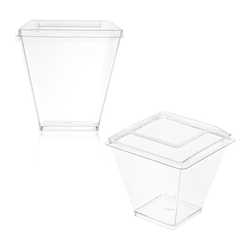 EURO CLASSIC Plastic Mini Dessert Cups/Dessert Bowls with Lids -