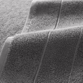 Aston & Arden Aegean Terry Bath Towels - Set of 2 - Ringspun Turkish Cotton Thick and Soft Absorbent Luxury Hotel and Spa Bathroom Towel, 600 GSM, 30 x 60 in, Dark Grey