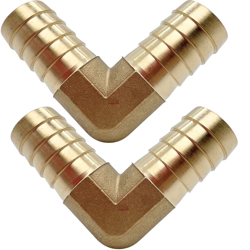 2PCS 3/4" x 3/4" Brass Hose Barb 90 Degree L-Shaped