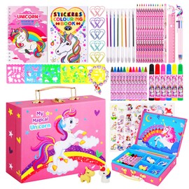 Art Supplies for Kids,66PCS Drawing Kits with Unicorn Storage Case for Girls Age 4-12,Art Case Coloring Sets,Crayon,Colored Pencils,Coloring Book Sketch Book Drawing Stuff,Gift Toys for Girls Age 5-10