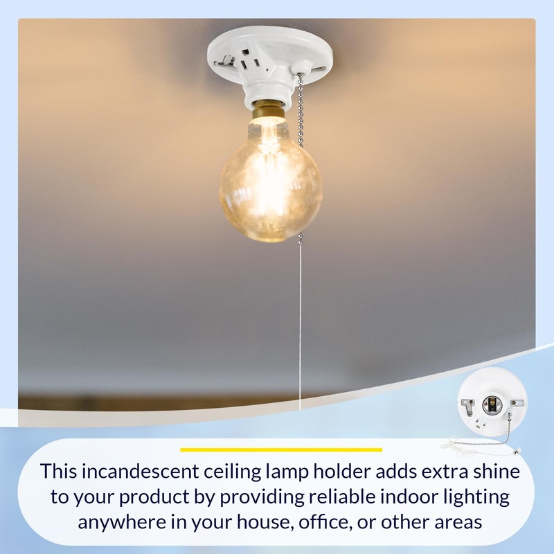 Saysurey 6 Pack Porcelain Light Socket with Outlet and Pull