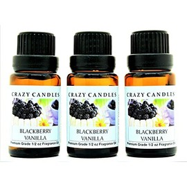 Crazy Candles BlackBerry Vanilla 3 Bottles 1/2 FL Oz Each (15ml) Premium Grade Scented Fragrance Oil
