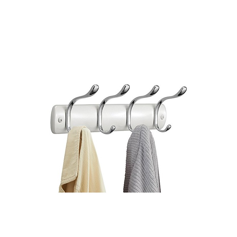 Mdesign Steel Hook Wall Mounted Coat Rack with 4 Double