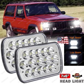 Unbranded For Jeep Cherokee XJ 1984-2001 Pair 5x7" 7x6 LED Headlights Sealed High/Low Beam