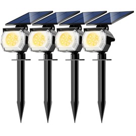 btfarm 4 Pack Solar Lights Outdoor Waterproof IP65, 52 LED Solar Spot Lights, 3 Modes Solar Powered Spotlights, Solar Uplights Landscape Lighting Outside for Yard Garden Tree Pathway (Warm White)