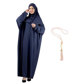 Modish Group Women's Prayer Clothing with Hijab Rosary, Muslim Clothing for Women, Turkish Muslim Long Dress Set, Abaya Jilbab, Islamic Burka, Ramadan, Rich blue