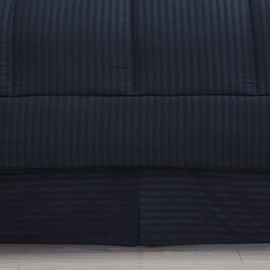 Sweet Home Collection 8 Piece Bed In A Bag with Dobby Stripe Comforter, Sheet Set, Bed Skirt, and Sham Set - Queen - Navy