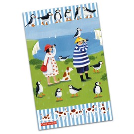 Emma Ball ""Claire Henley Puffin Watching, Pure cotton tea towel. UK printed., CHTT01