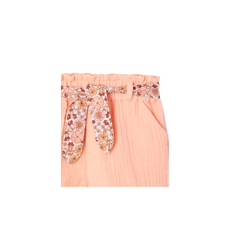 Vertbaudet Baby Muslin Shorts with Flower Belt, apricot