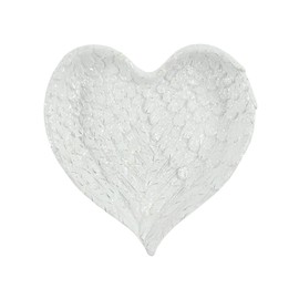 Stunning White Glitter Heart Angel Wing Trinket Dish - 2.5cm x 15cm (1 Pc.) - Elegant & One-of-a-Kind Design, Resin - Perfect Home Decor Gift for Treasure Keepers