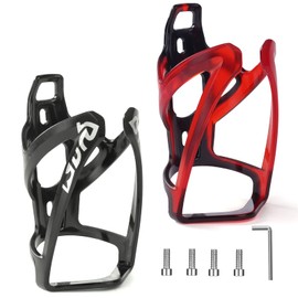 Ainiv Bike Water Bottle Cage, 2PCS Plastic PC Bike Water Bottle Holder, Bicycle Cup Holder, Cycling Bottle Holder for Road Bike and Mountain Bike, Black + Black Red