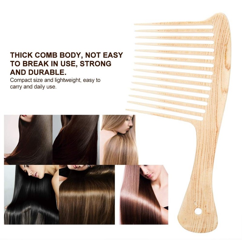 Peine para cabello rizado, peine de dientes anchos cepillo desenredante