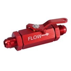 X AUTOHAUX AN6 6AN Aluminum Alloy Inline Fuel Shut Cut Off Valve for Car Red