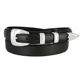 S5354 Silver Mirror Buckle Set Western Oil Tanned Genuine Leather Western Ranger Belt (Black, 36)