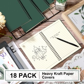 Yahenda Spiral Notebook A5 College Ruled Journal Lined 8.3'' x 5.5'' Bulk Writing Paper Notebook for Office Business School Supplies Christmas End of Year Gift(Deep Green,18 Pcs)