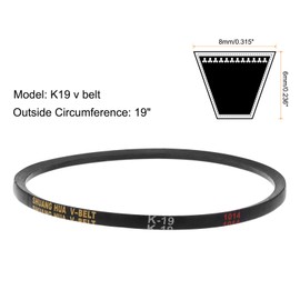 QUARKZMAN Pack of 2 K19 Rubber Power Belt, K-Section V-Belt, 19 Inch Outer Circumference x 0.315 Inch Width x 0.236 Inch Thickness, Industrial Power Transmission Belt